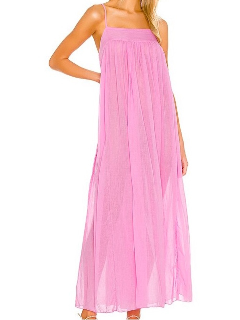 Free People On My Own Maxi 100% Cotton Gauze Airy Dress in Pink, Size M NWOT